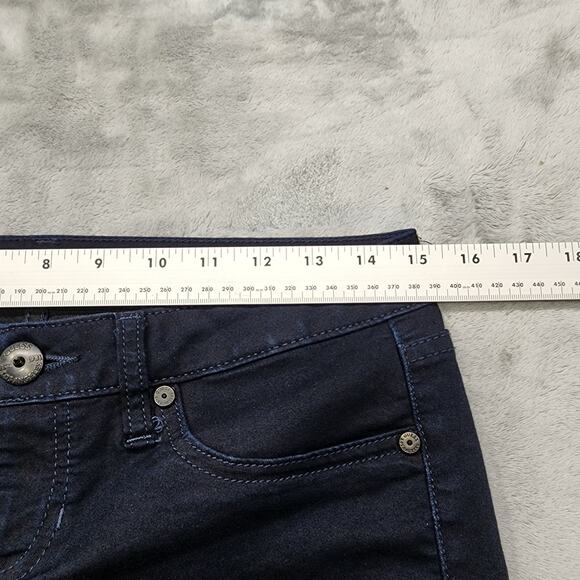 Guess Jeans Womens 28 Blue Dark Wash Low Rise Crop Ruched Hem Stretch Denim - Picture 12 of 16